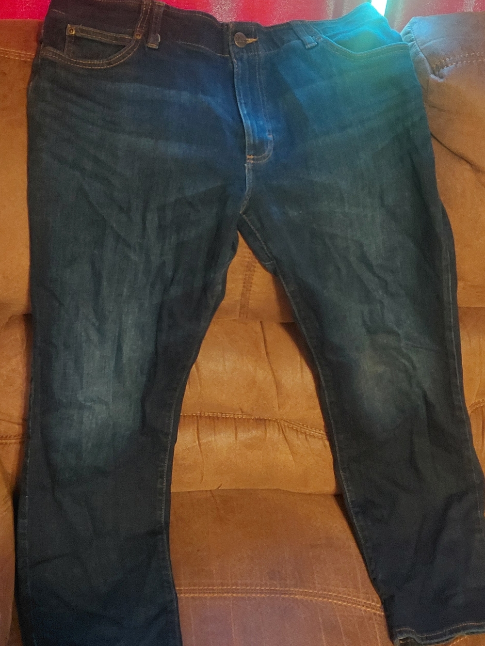 Lee Men's Straight Jeans in Dark Blue with Contrast Stitching